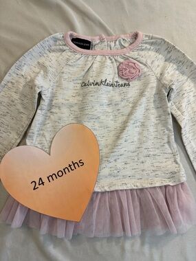 Calvin Klein Jeans - Kids 24 month - Long Sleeve Top with Pink Tulle